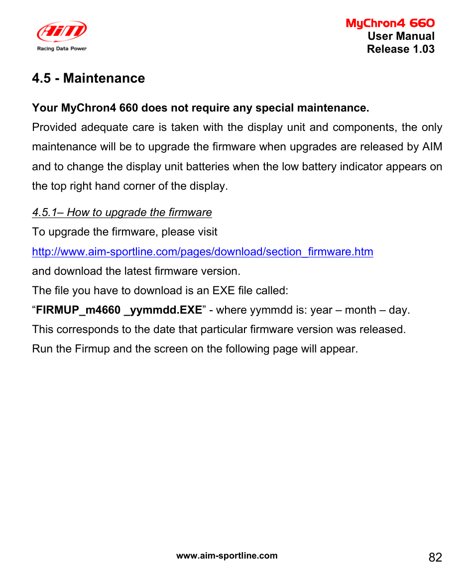 5 - maintenance | AiM MyChron4 660 User Manual | Page 83 / 87