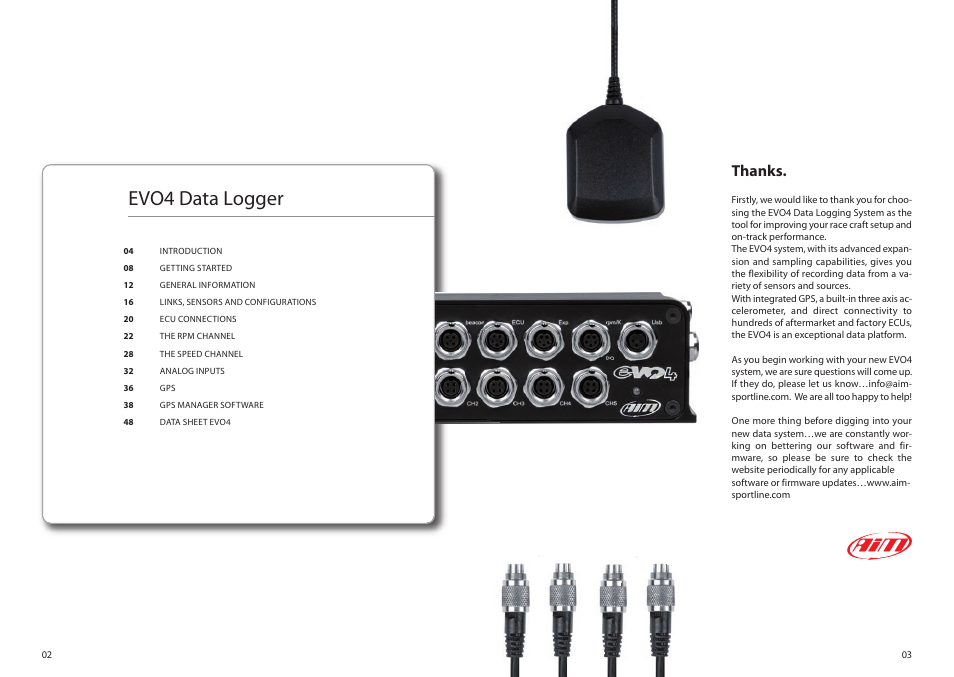 Evo4 data logger | AiM EVO4 User Manual | Page 2 / 28