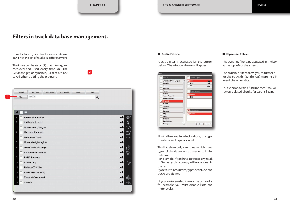 Filters in track data base management | AiM EVO4 User Manual | Page 21 / 28