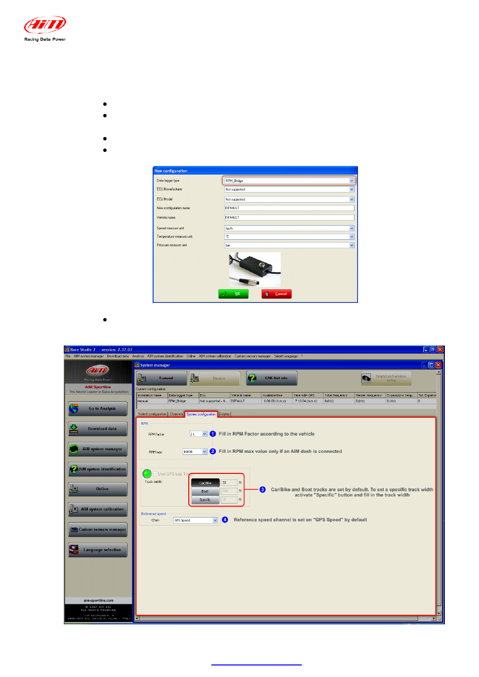 Chapter 5 – configuring rpm bridge | AiM RPM Bridge User Manual | Page 10 / 12