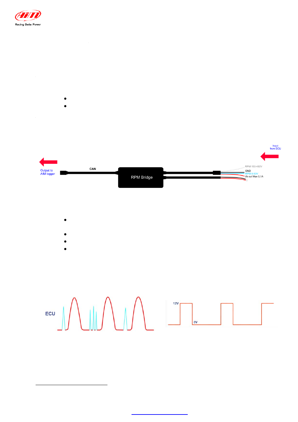 Chapter 3 – installation and powering, 1 – how to receive the rpm signal | AiM RPM Bridge User Manual | Page 6 / 12