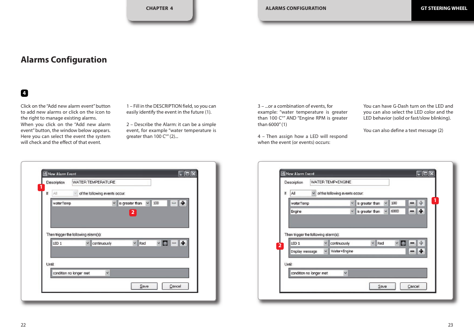 Alarms configuration | AiM GT Steering Wheel User Manual | Page 12 / 24