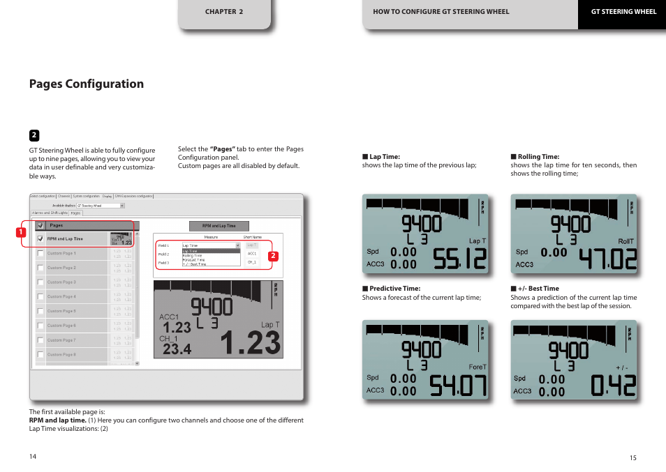 Pages configuration | AiM GT Steering Wheel User Manual | Page 8 / 24