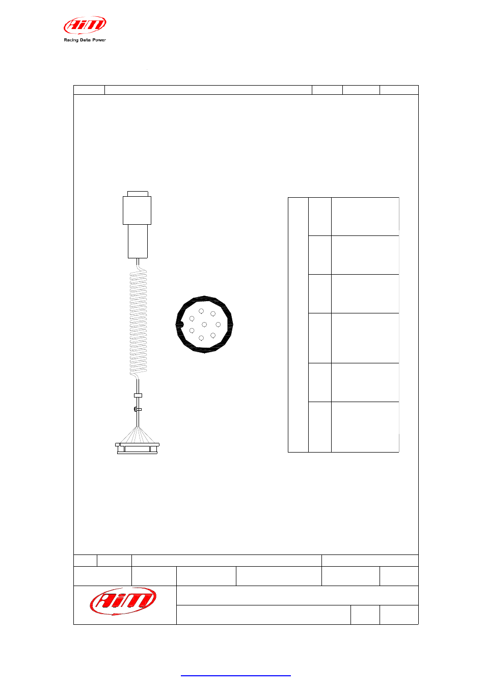 Appendix – technical drawings, Harness from formula st eering wheel to car panel, Formula steering wheel user manual release 1.02 | Cab les end ing with conne cto rs tab le | AiM Formula Steering Wheel User Manual | Page 15 / 20