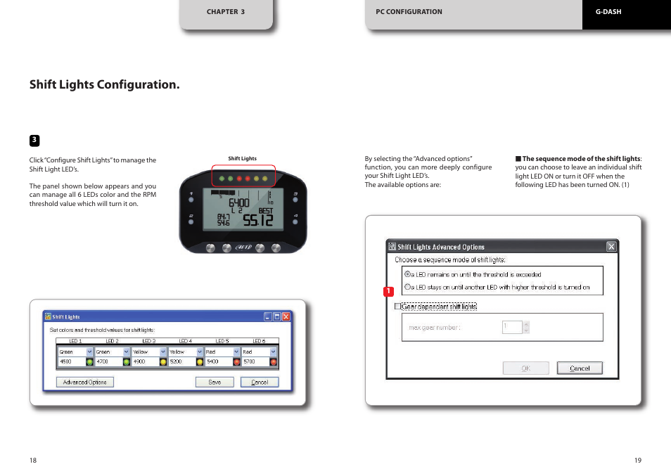 Shift lights configuration | AiM G-Dash User Manual | Page 10 / 20