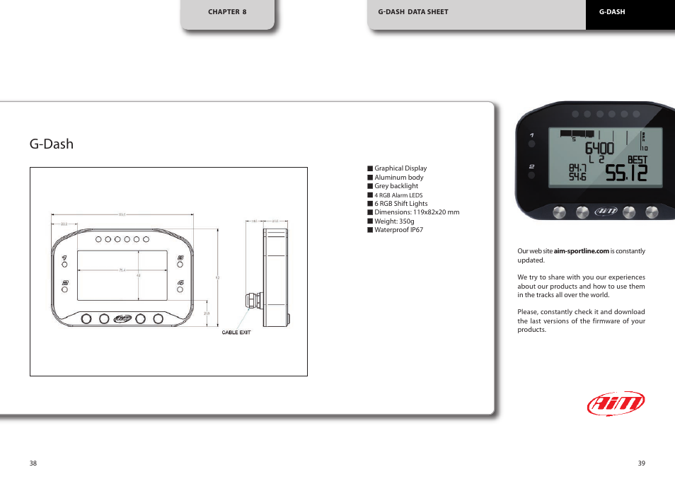 G-dash | AiM G-Dash User Manual | Page 20 / 20