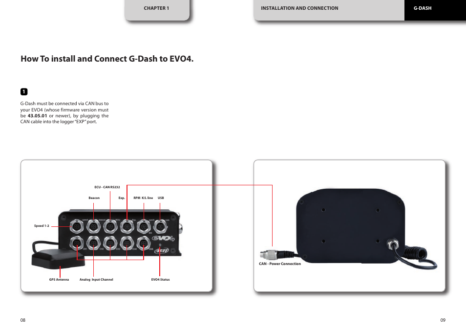 How to install and connect g-dash to evo4 | AiM G-Dash User Manual | Page 5 / 20