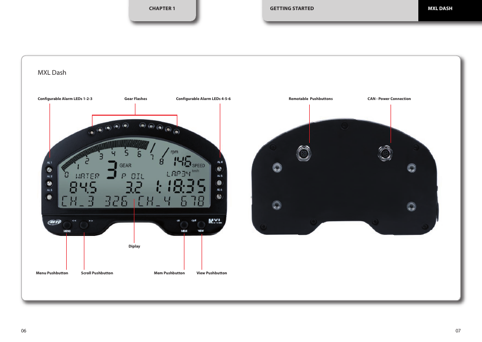 Mxl dash | AiM MXL Dash User Manual | Page 4 / 10