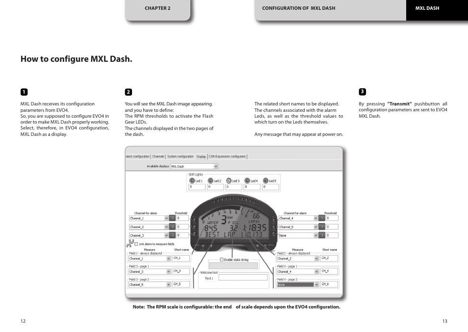 How to configure mxl dash | AiM MXL Dash User Manual | Page 7 / 10