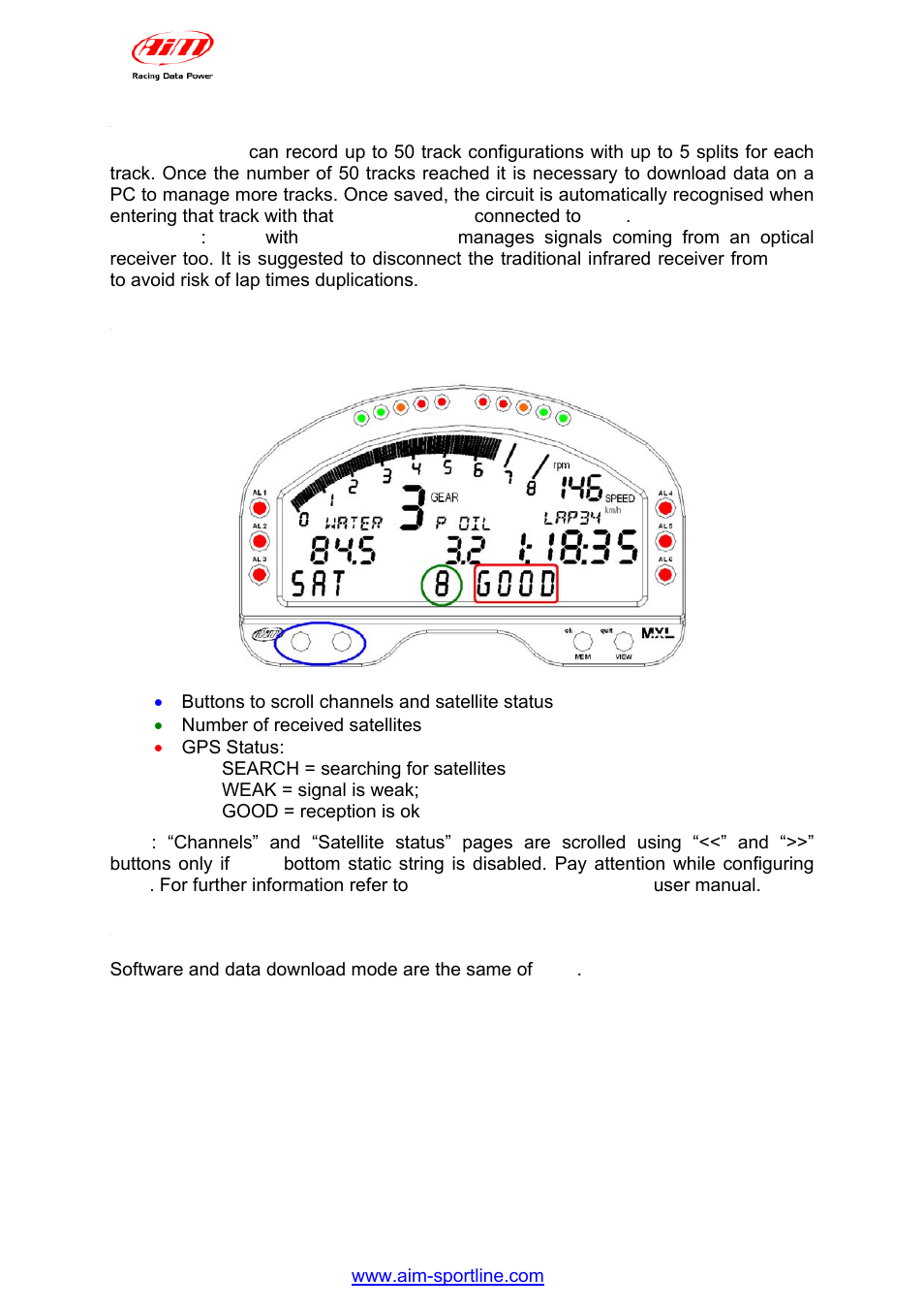 3 – additional functions, 6 – data visualisation, 7 – data download | AiM GPS05 Module User Manual | Page 10 / 32