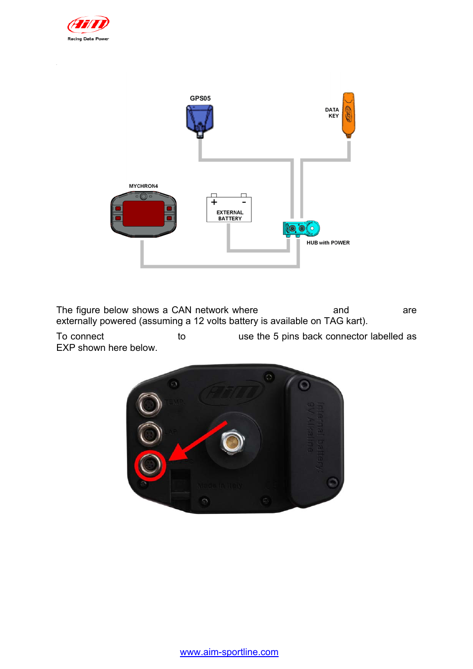 2 – connection with external power (recommended) | AiM GPS05 Module User Manual | Page 13 / 32