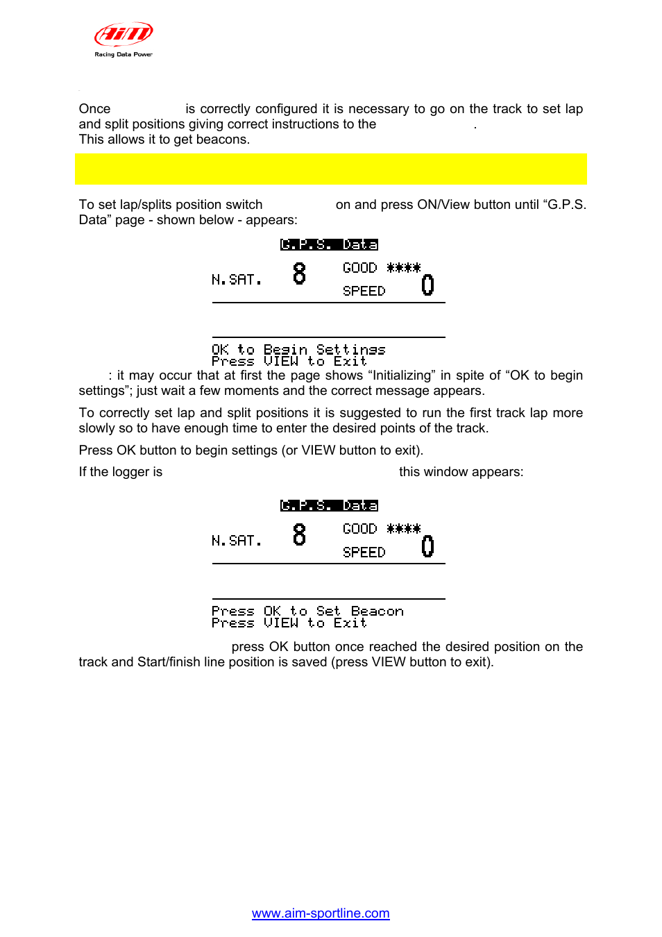 2 – setting gps laptimer | AiM GPS05 Module User Manual | Page 17 / 32