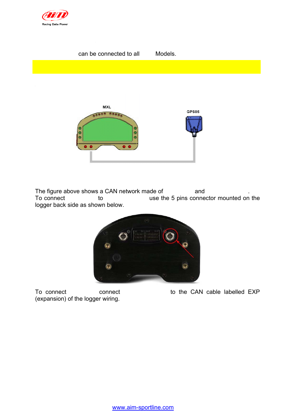 2 – gps05 module and mxl, 1 – connection and power | AiM GPS05 Module User Manual | Page 5 / 32