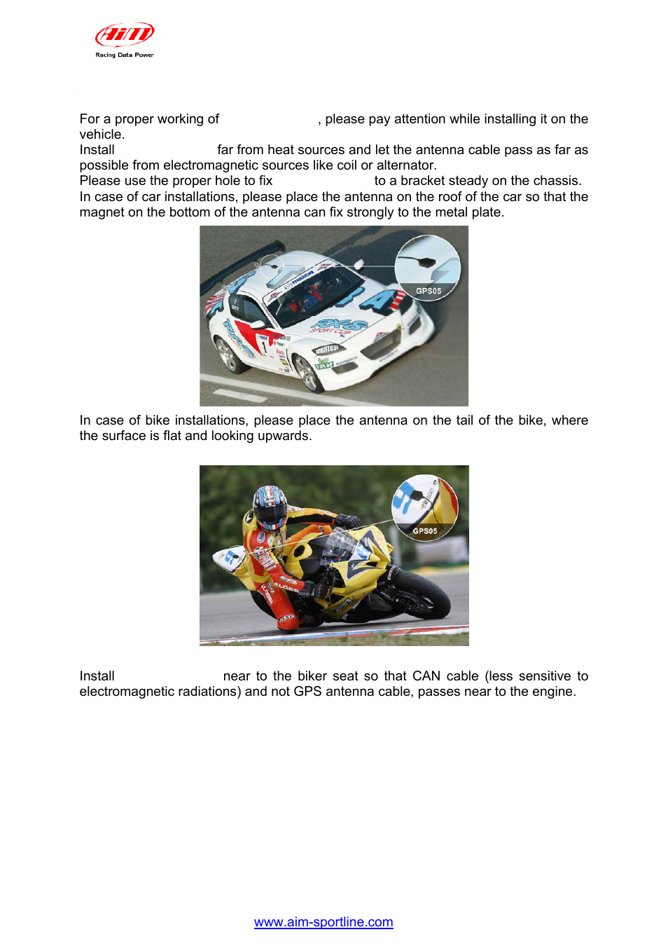 3 – installation on the vehicle | AiM GPS05 Module User Manual | Page 7 / 32