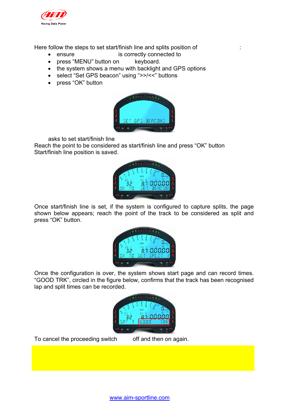 2 – how to set gps beacons | AiM GPS05 Module User Manual | Page 9 / 32