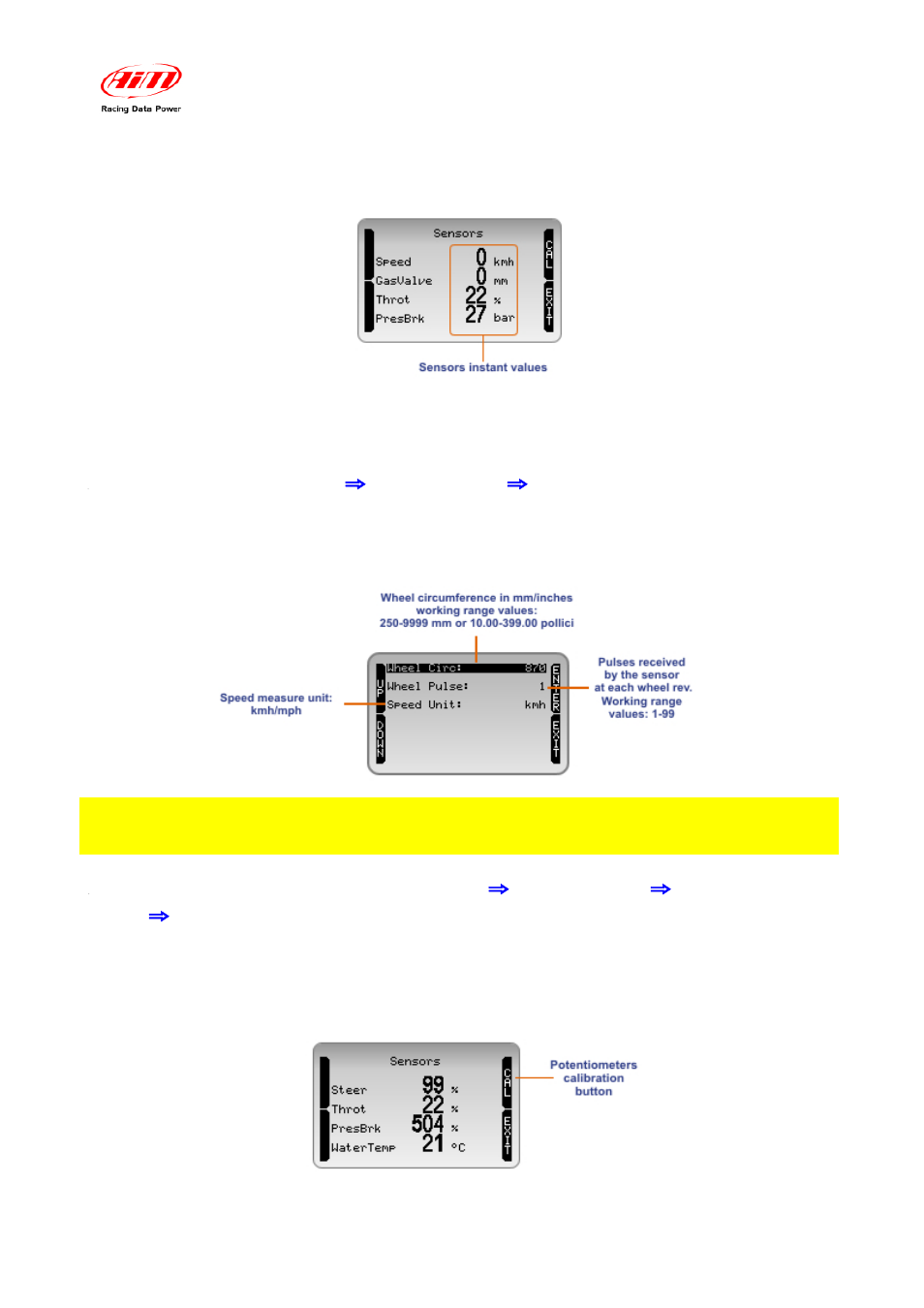 2 – speed setup (menu<control panel<speed setup) | AiM MyChron Expansion User Manual | Page 9 / 16