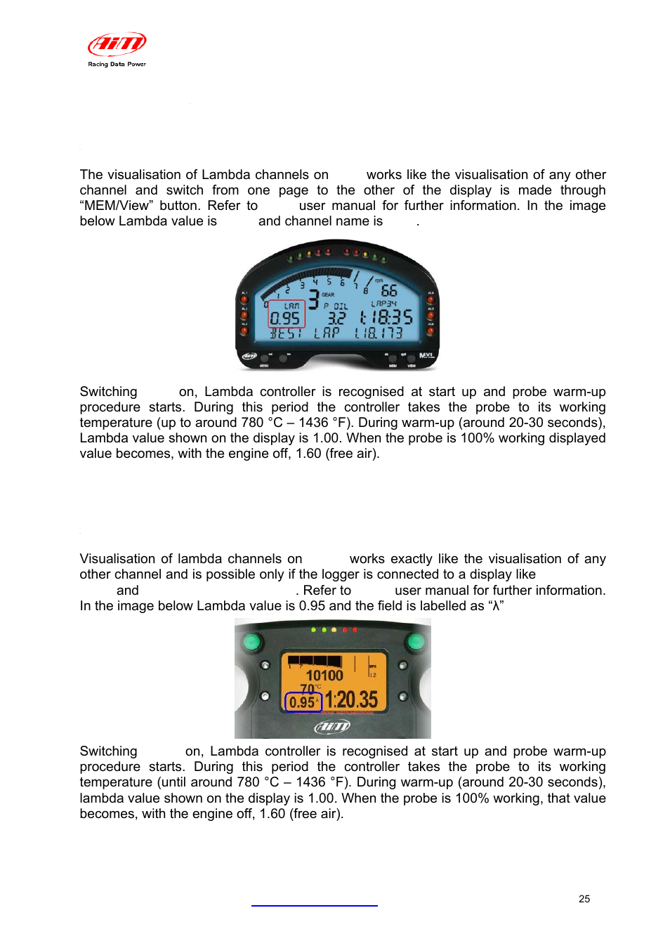 7 – data visualisation on mxl/evo3, 1 – data visualisation on mxl, 2 – data visualisation on evo3 | AiM LCU-One CAN + Analog ver 1.05 User Manual | Page 26 / 36
