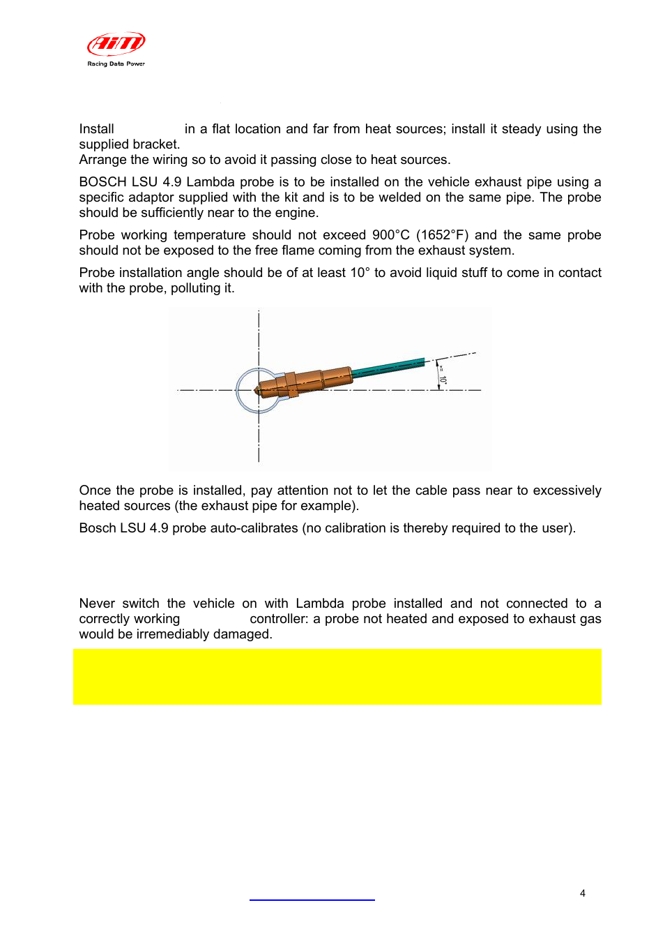 4 – lambda probe mounting | AiM LCU-One CAN + Analog ver 1.05 User Manual | Page 5 / 36