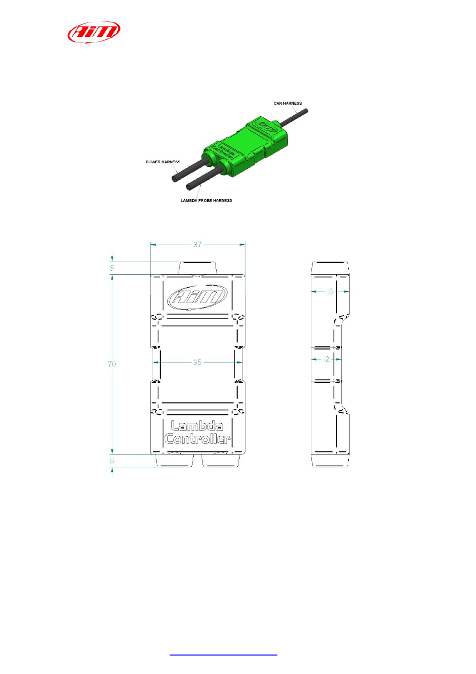 Appendix – technical drawings | AiM LCU-One CAN for MyChron4 User Manual | Page 11 / 12