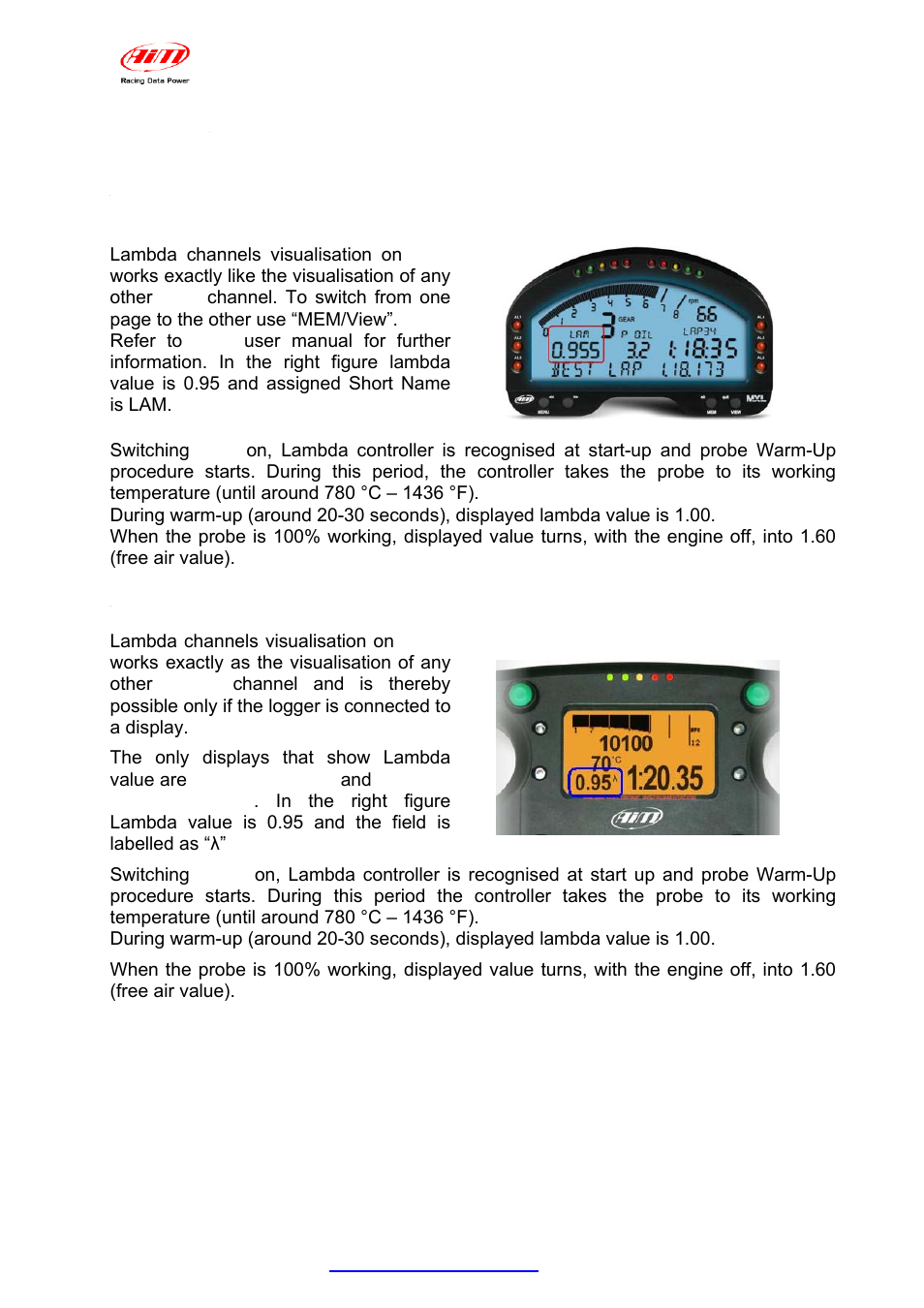 Chapter 5 – data visualisation on mxl/evo3, 1 – data visualisation on mxl, 2 – data visualisation on evo3 | AiM LCU-One CAN for MXL/EVO3 User Manual | Page 13 / 16