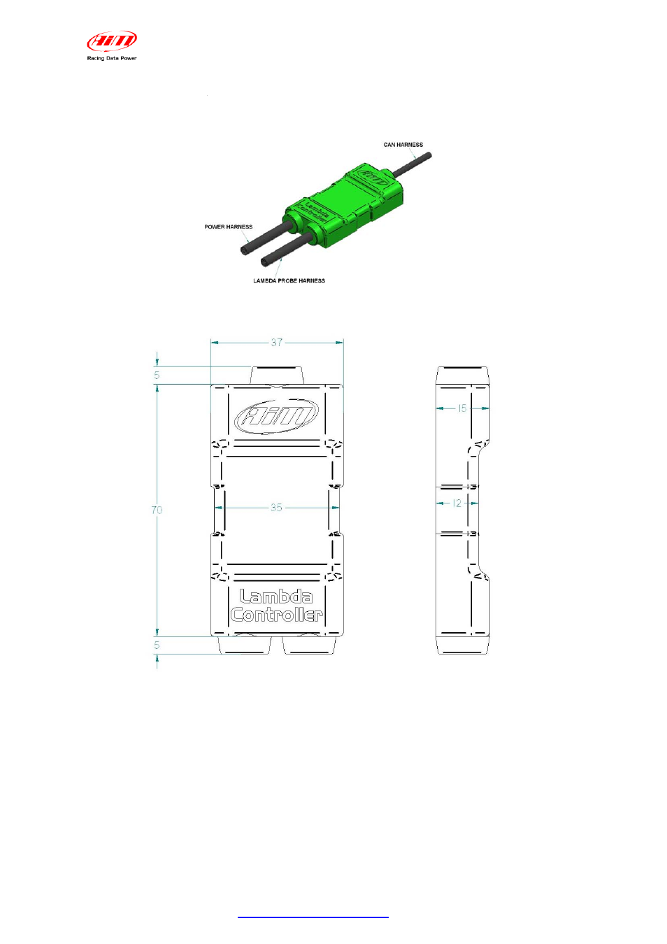 Appendix – technical drawings | AiM LCU-One CAN for MXL/EVO3 User Manual | Page 15 / 16