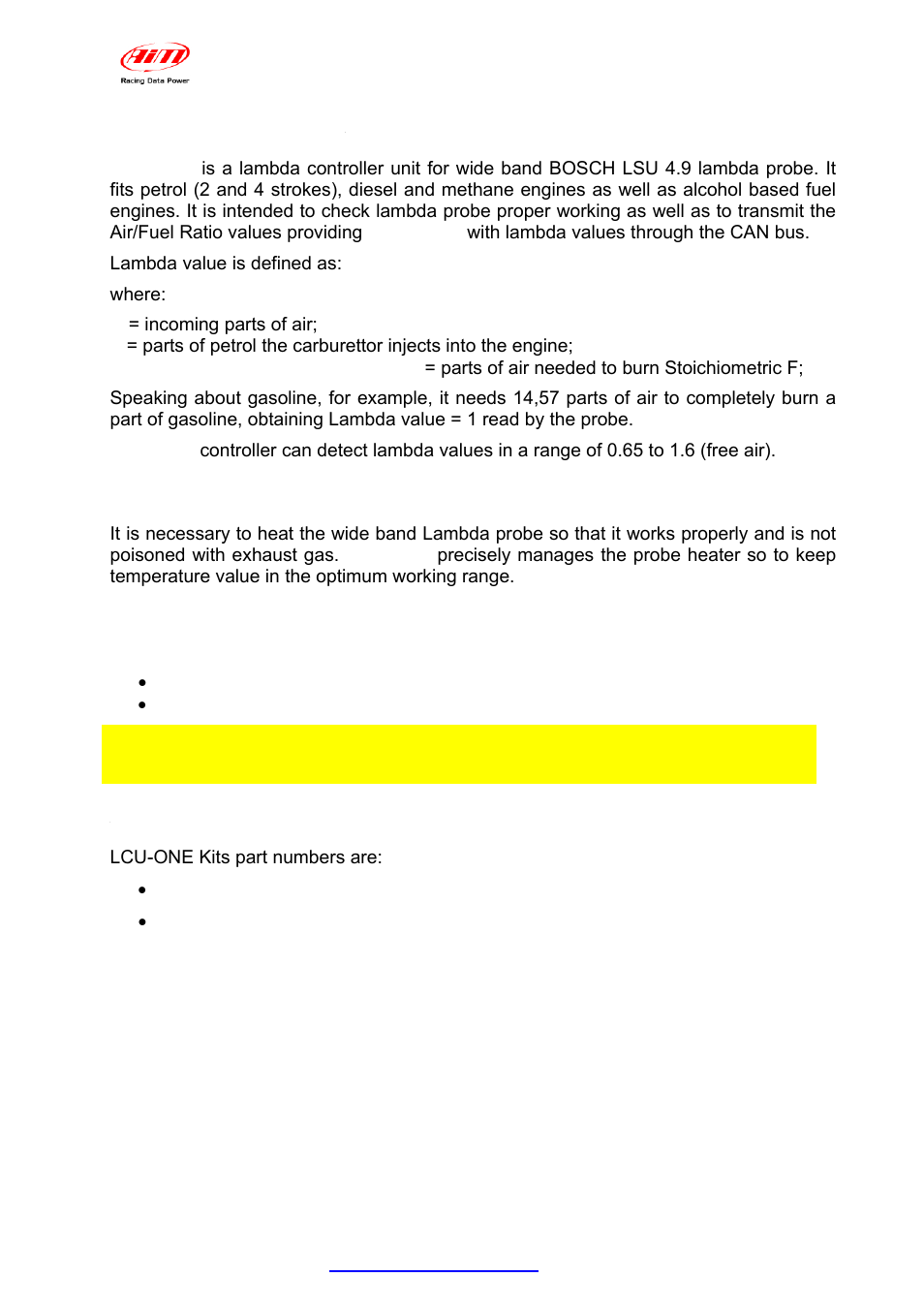 Chapter 1 – lcu-one, 1 – lcu one part number | AiM LCU-One CAN for MXL/EVO3 User Manual | Page 3 / 16