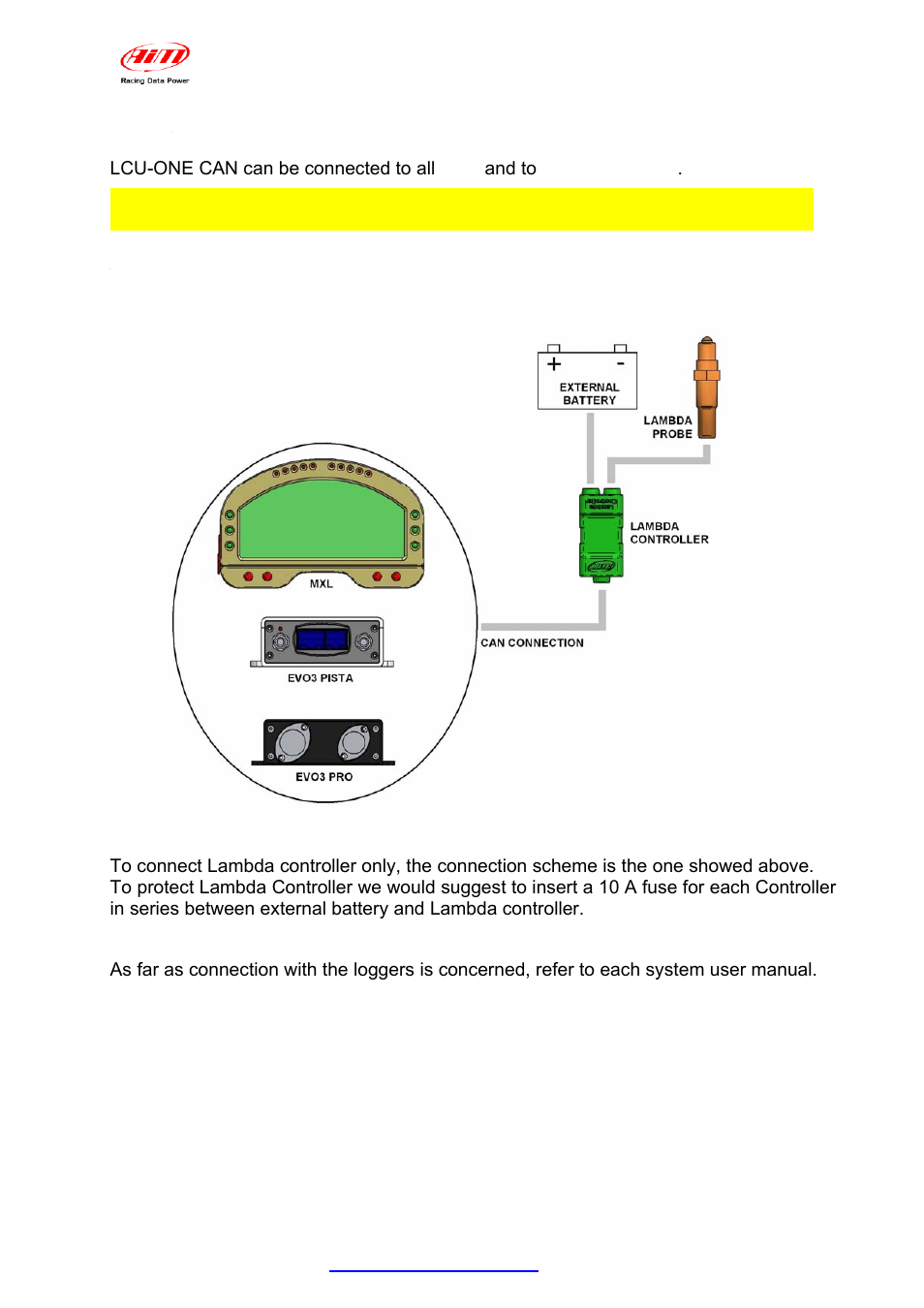 Chapter 3 – connection with mxl – evo3 pro/pista, 1 – connection of lcu-one can | AiM LCU-One CAN for MXL/EVO3 User Manual | Page 5 / 16