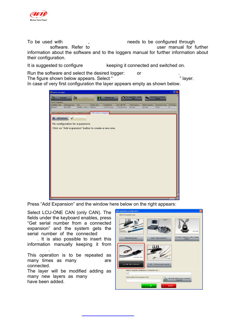 Chapter 4 – configuration on mxl – evo3 pro/pista | AiM LCU-One CAN for MXL/EVO3 User Manual | Page 8 / 16