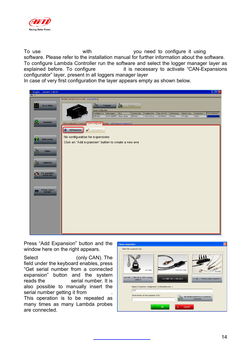 Chapter 5 – configuration on mxl qm – evo3 qm | AiM LCU-One CAN for MXL QM/EVO3 QM User Manual | Page 15 / 22