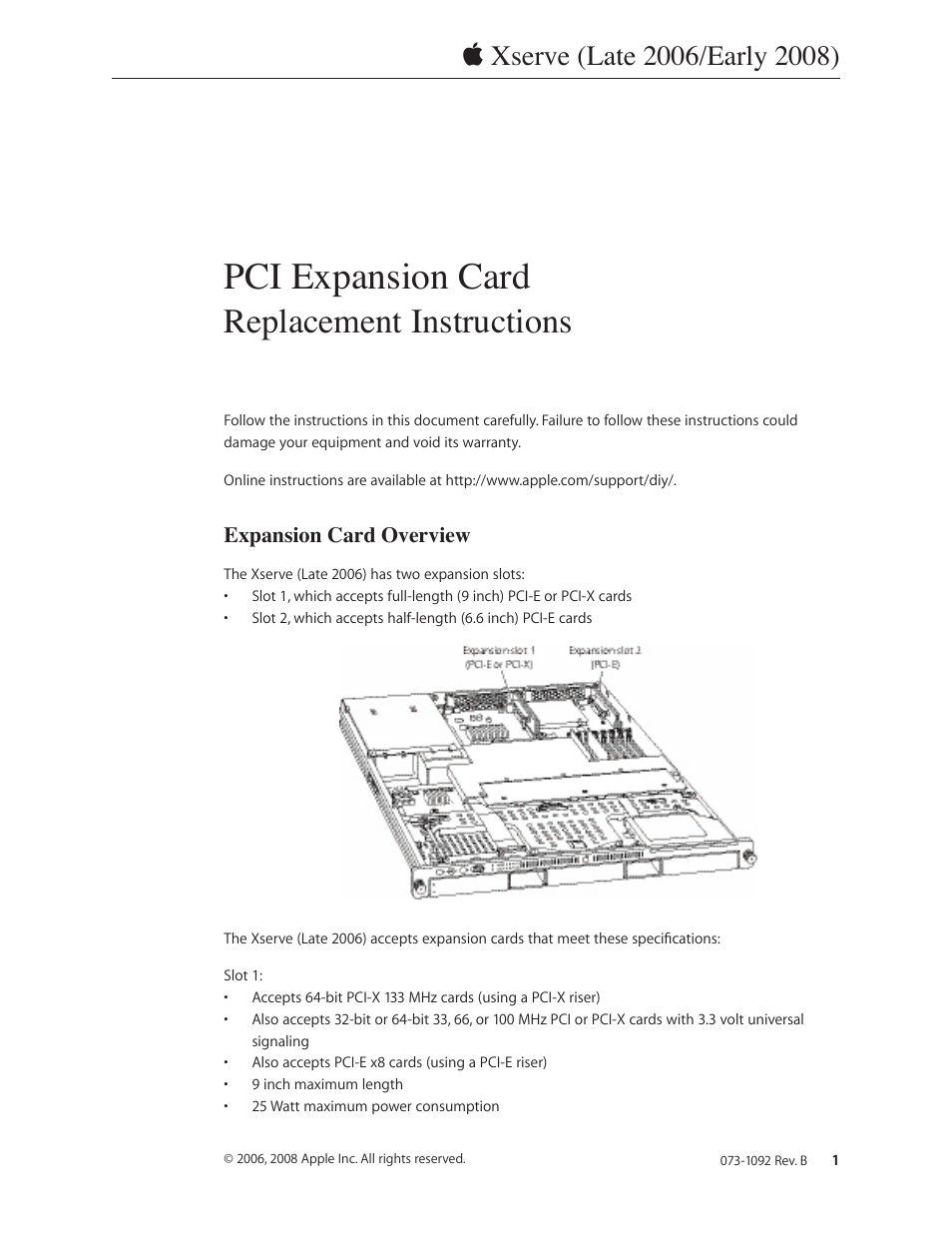 Apple Xserve Late 2006/Early 2008 (PCI Expansion Card Replacement) User Manual | 6 pages