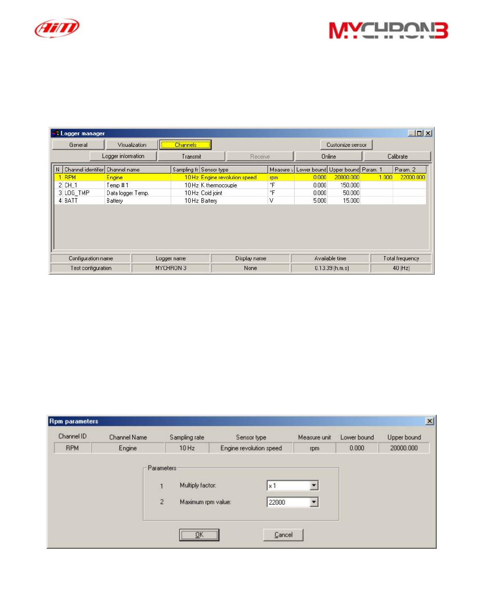 Channels settings | AiM MyChron3 Basic User Manual | Page 49 / 55