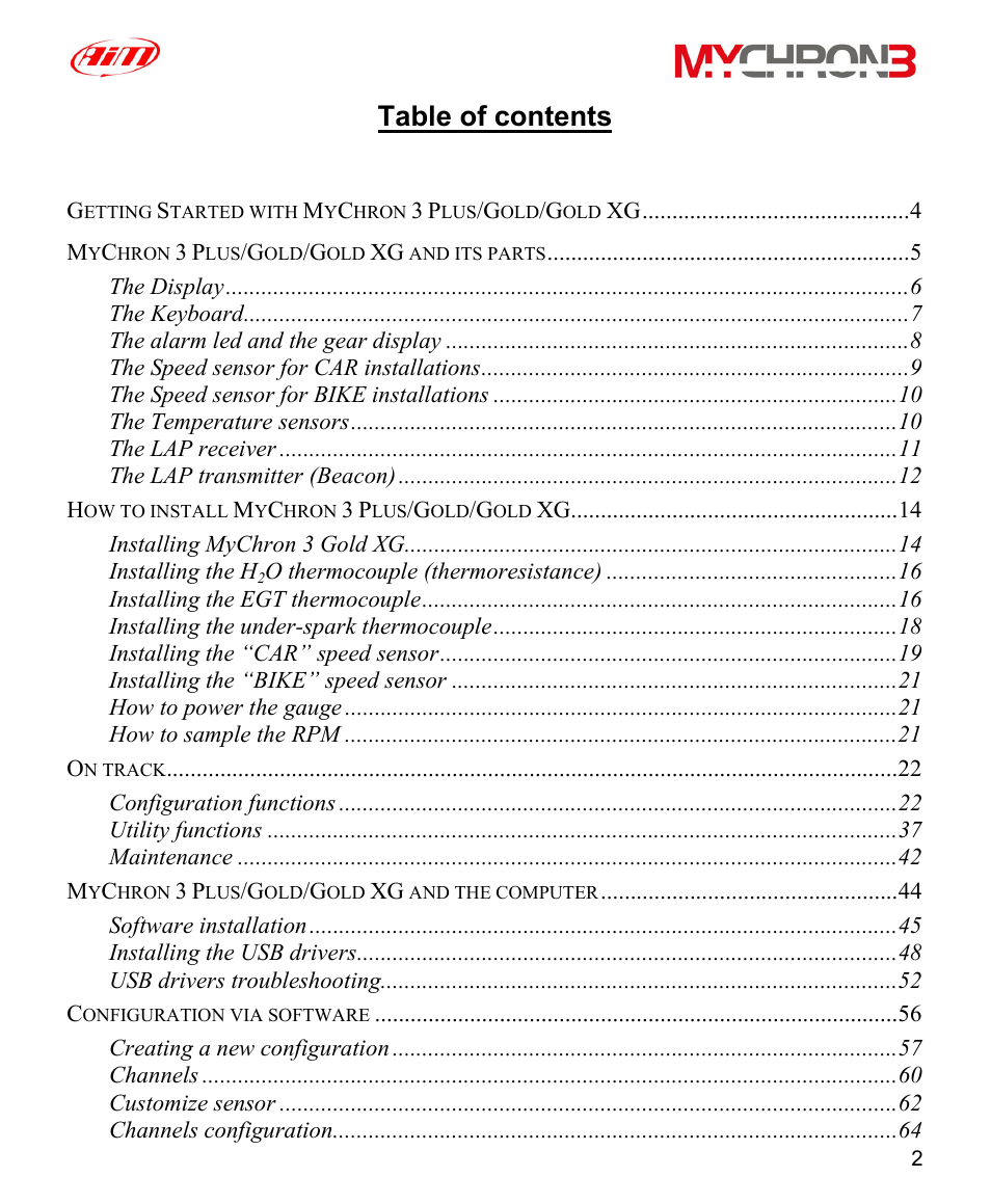 AiM MyChron3 XG Log User Manual | Page 2 / 91