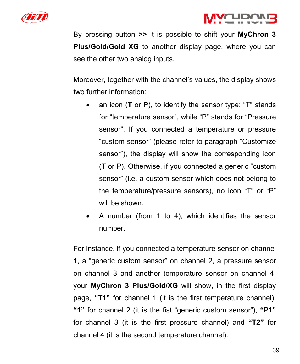 AiM MyChron3 XG Log User Manual | Page 39 / 91