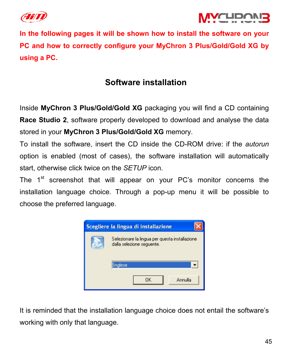 Software installation, View, Menu | AiM MyChron3 XG Log User Manual | Page 45 / 91