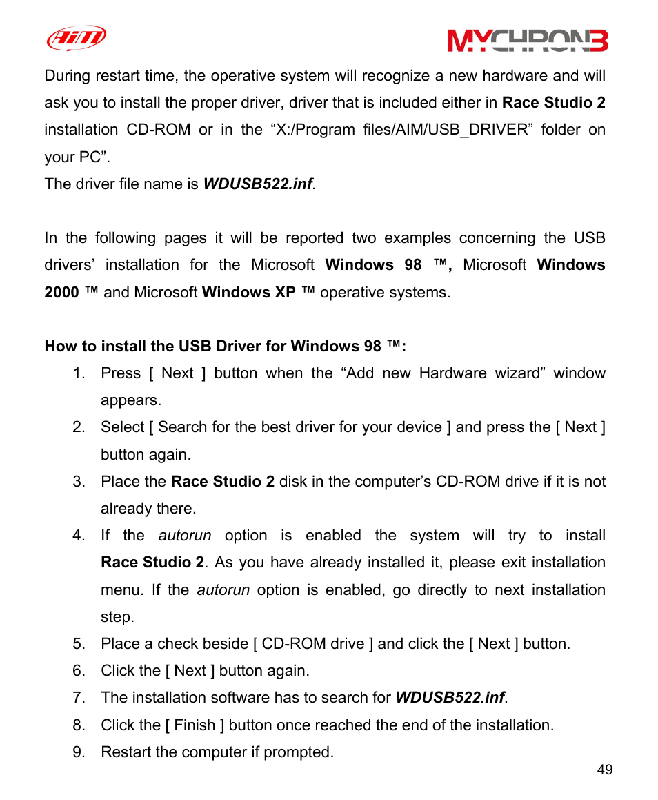 AiM MyChron3 XG Log User Manual | Page 49 / 91