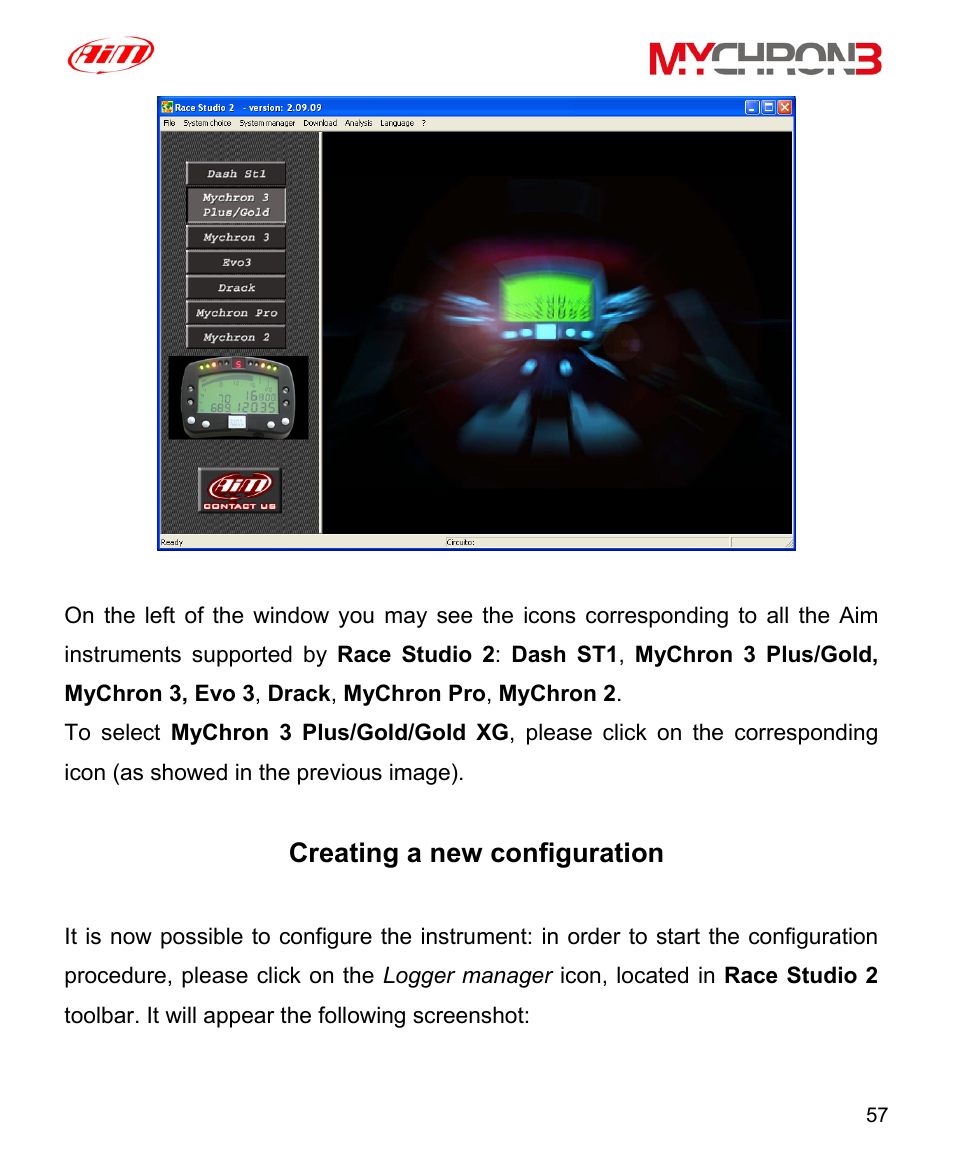 Creating a new configuration | AiM MyChron3 XG Log User Manual | Page 57 / 91