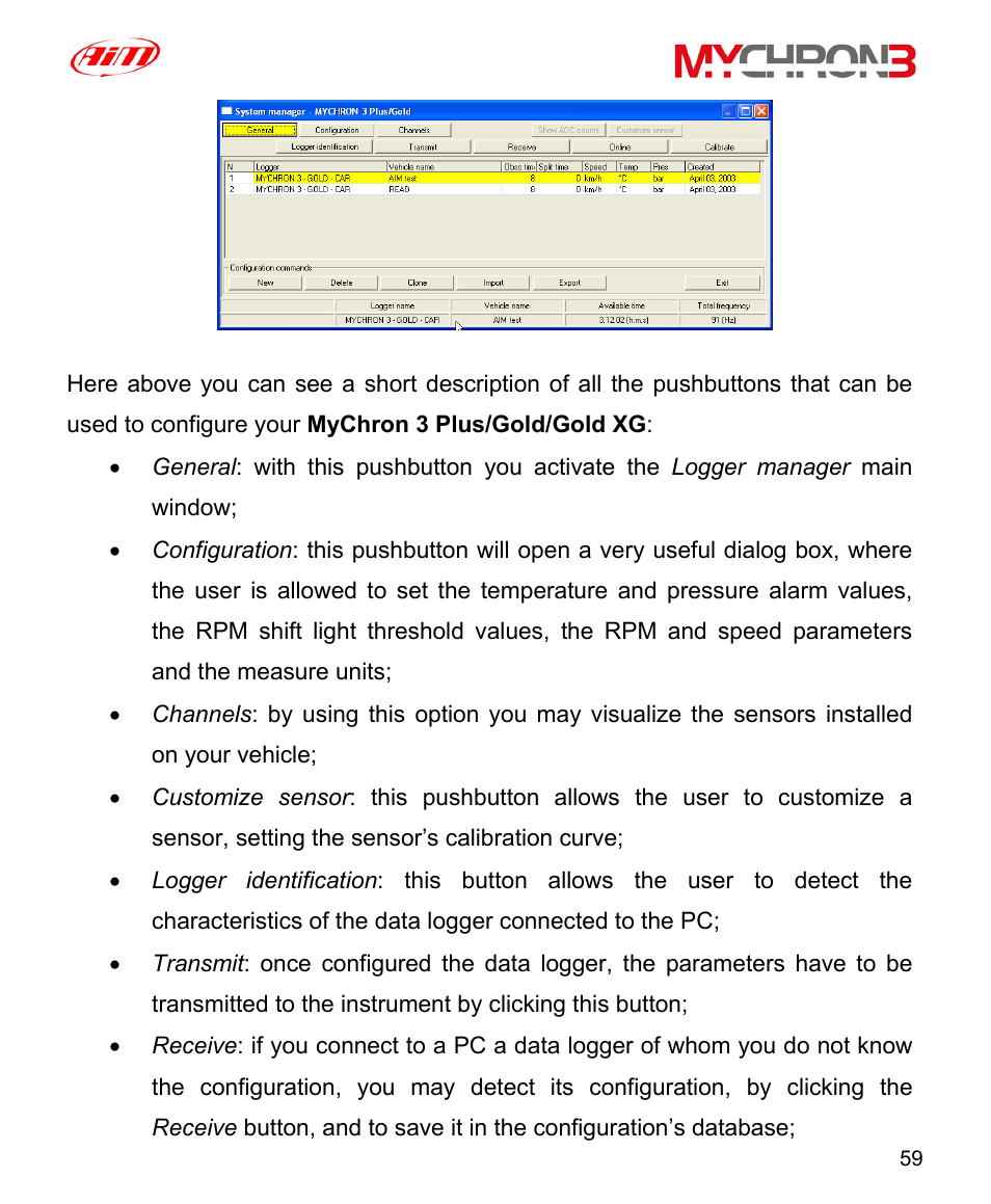 AiM MyChron3 XG Log User Manual | Page 59 / 91