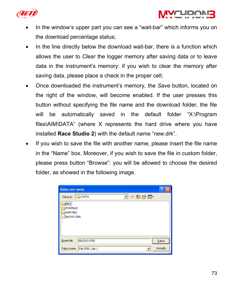 AiM MyChron3 XG Log User Manual | Page 73 / 91
