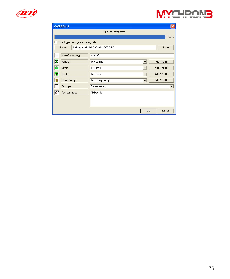 AiM MyChron3 XG Log User Manual | Page 76 / 91