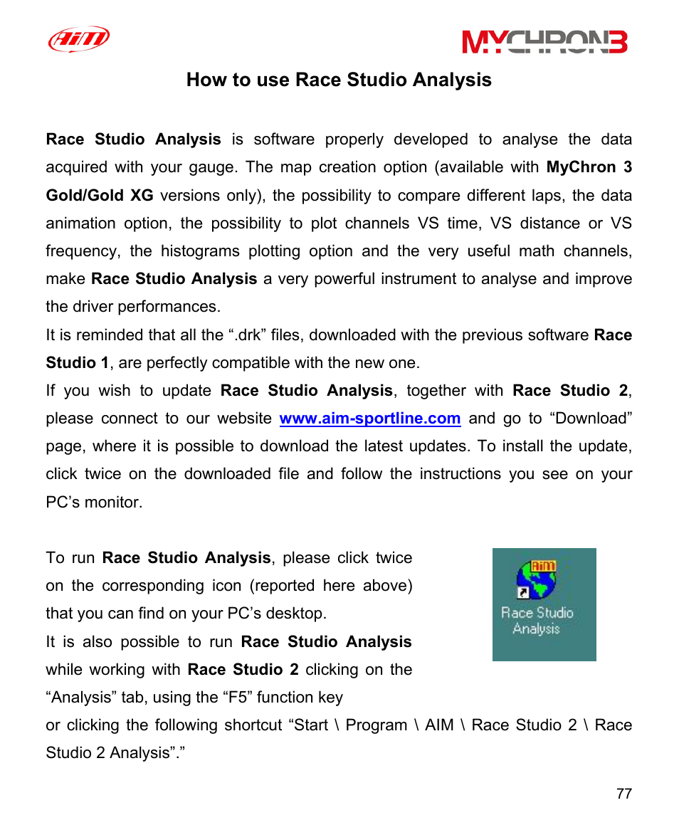 How to use race studio analysis, Ow to use, Tudio | Nalysis | AiM MyChron3 XG Log User Manual | Page 77 / 91