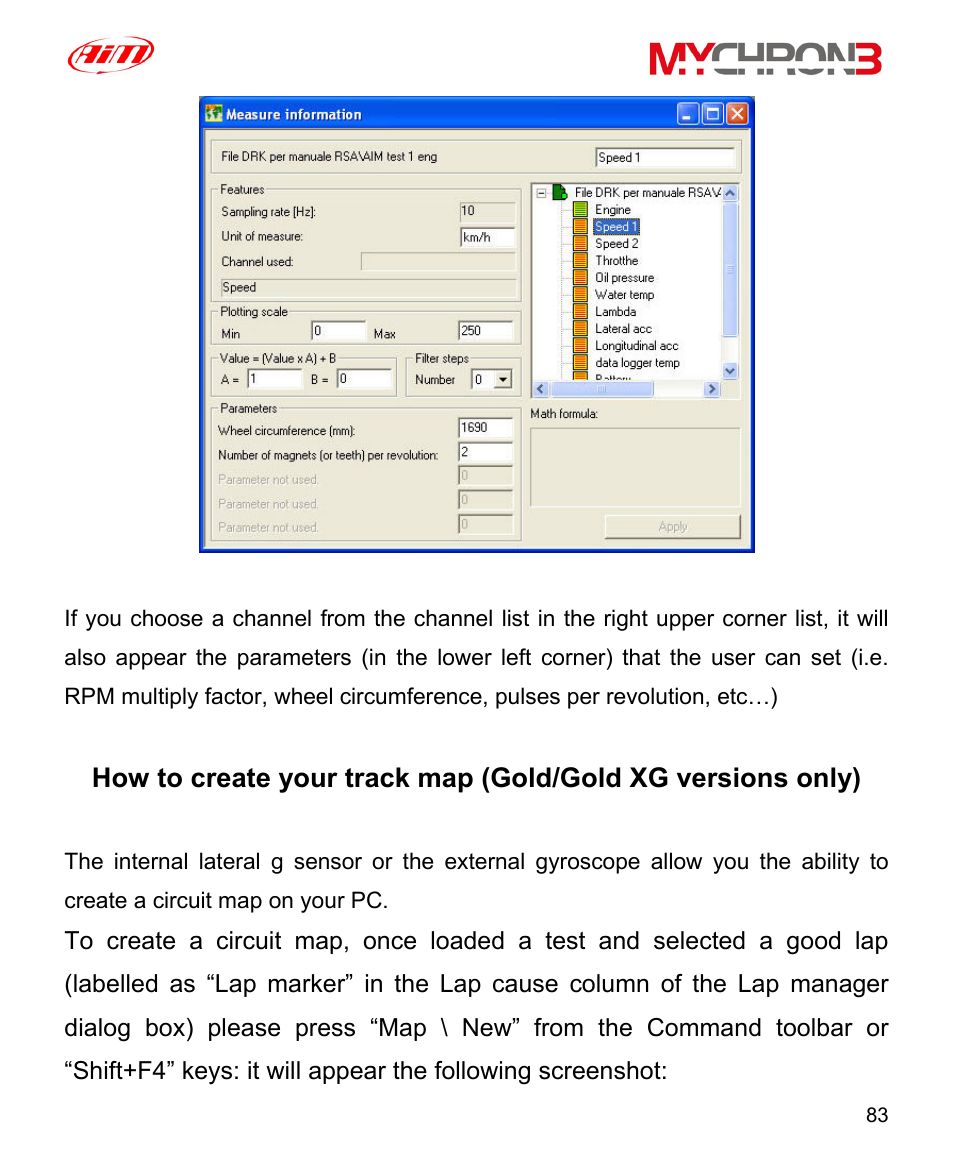 AiM MyChron3 XG Log User Manual | Page 83 / 91