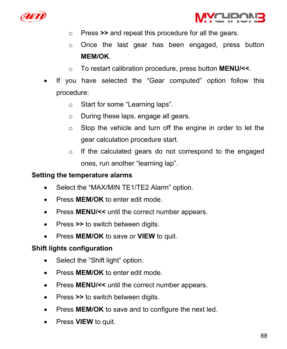 AiM MyChron3 XG Log User Manual | Page 88 / 91