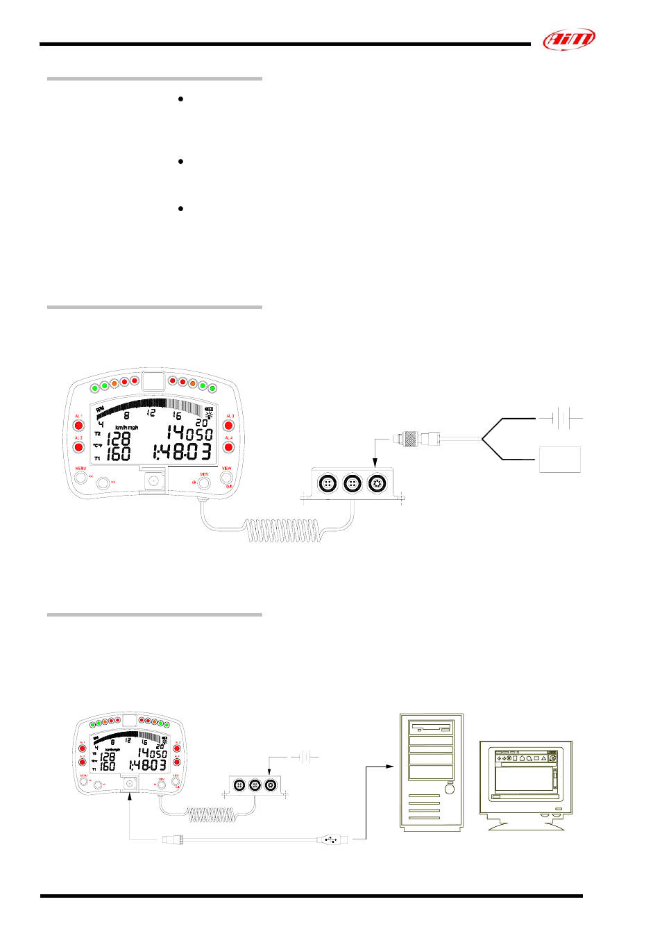How to connect mychron 3 visor to the ecu, How to connect mychron 3 visor to the pc | AiM MyChron3 Visor User Manual | Page 2 / 4