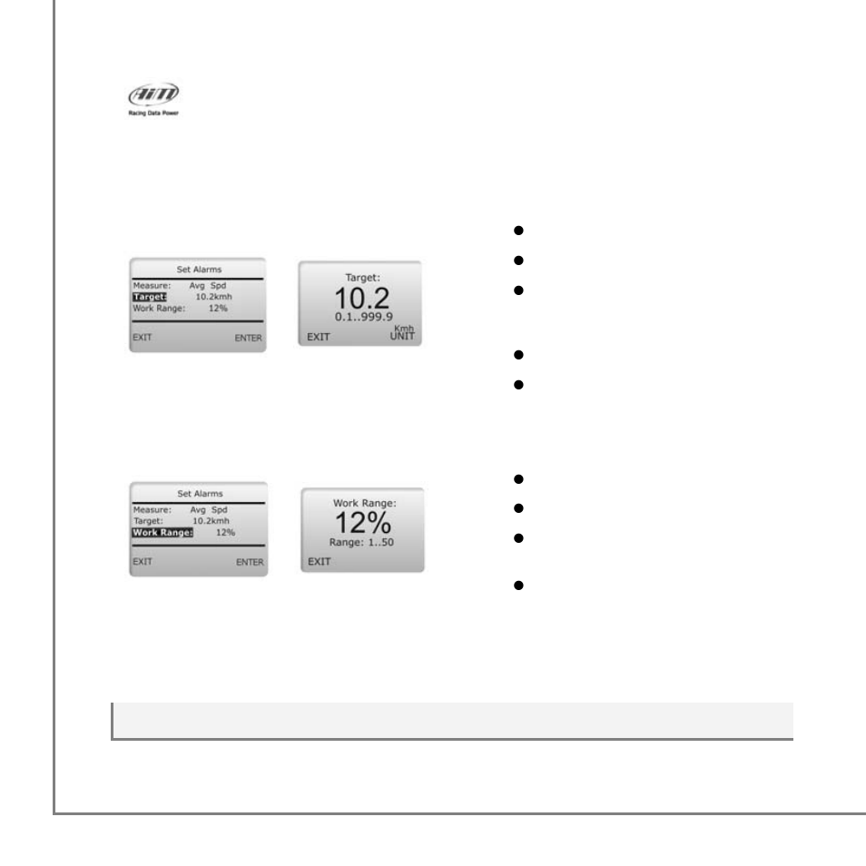 2 – select target, 3 – select work range | AiM MyTach User Manual | Page 19 / 39
