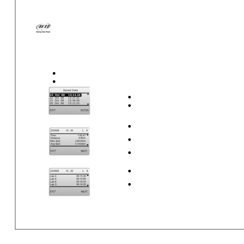 5 - data recall | AiM MyTach User Manual | Page 32 / 39