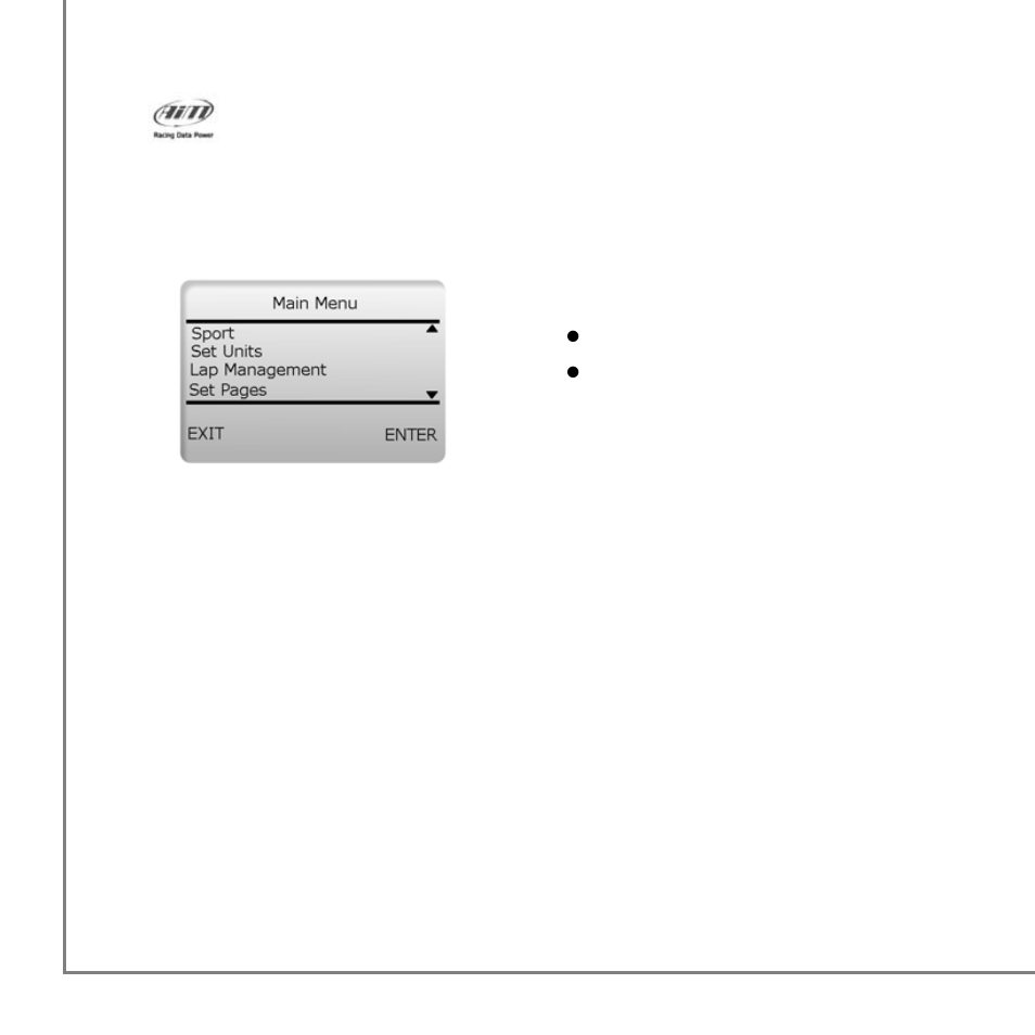 1 – menu | AiM MyTach User Manual | Page 9 / 39