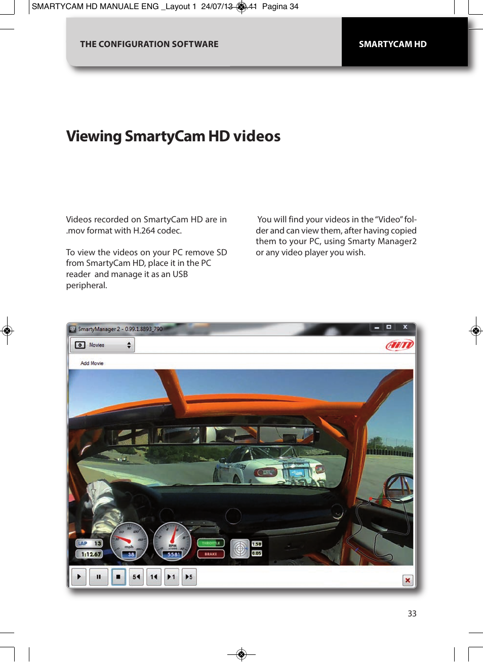 Viewing smartycam hd videos | AiM SmartyCam GP HD ver 1.00 User Manual | Page 33 / 48