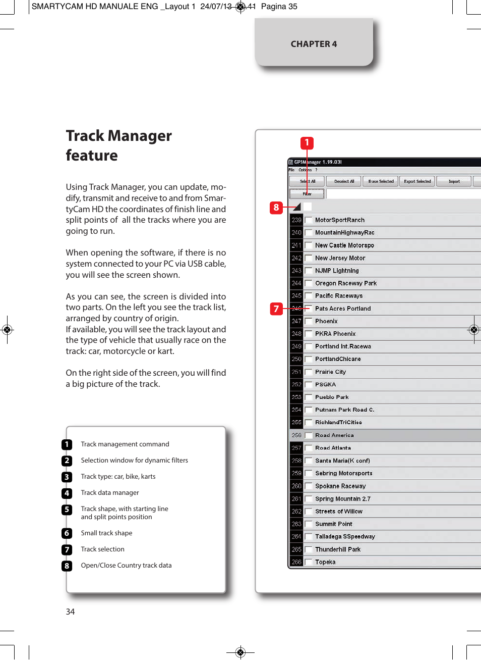 Track manager feature | AiM SmartyCam GP HD ver 1.00 User Manual | Page 34 / 48