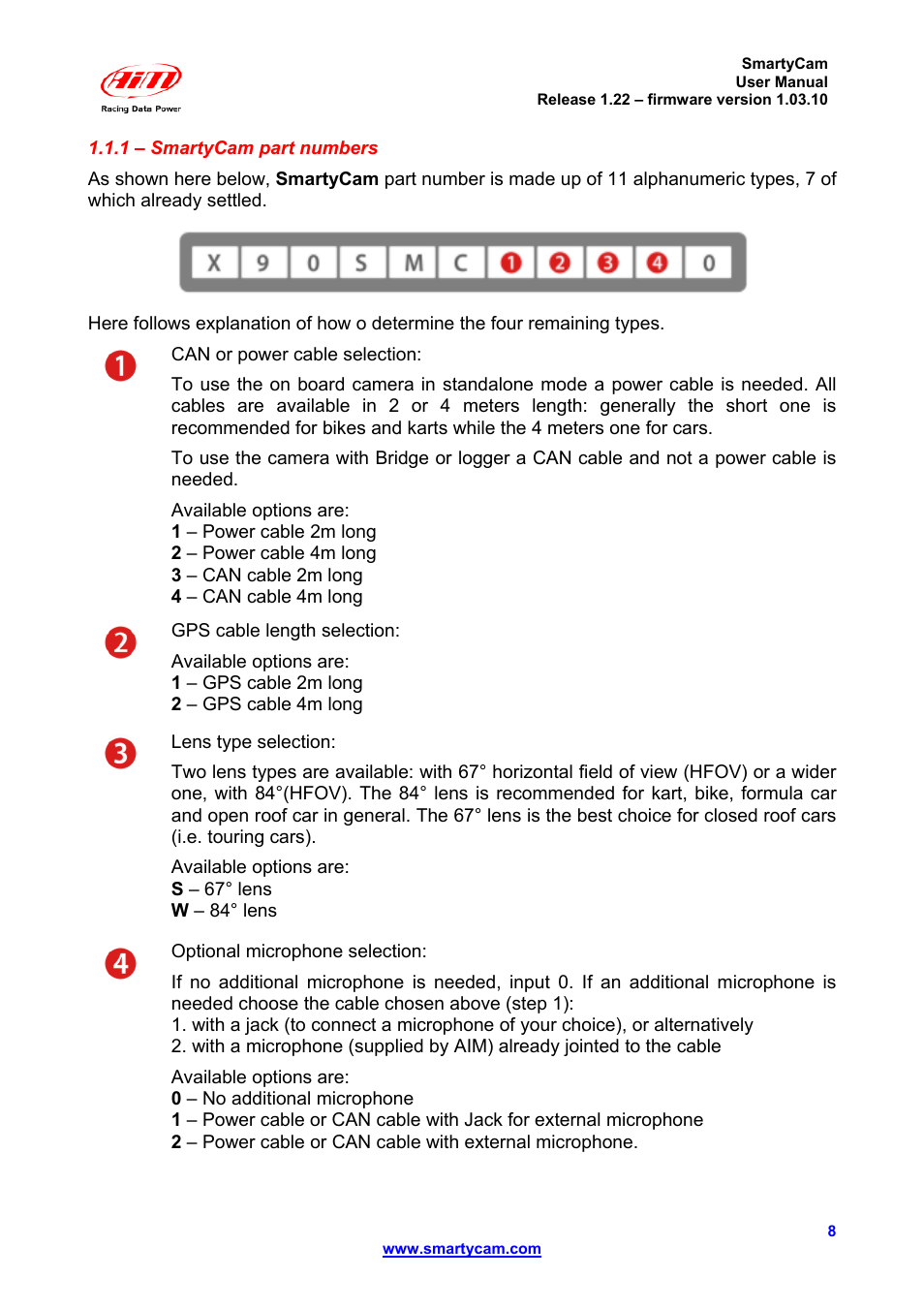 AiM SmartyCam ver 1.22 User Manual | Page 8 / 27