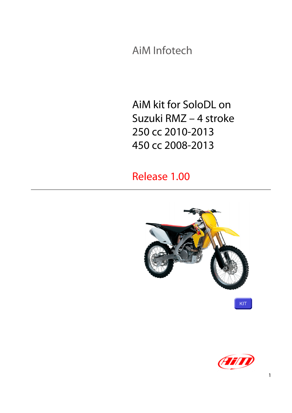 AiM Suzuki RMZ 450 4 stroke User Manual | 12 pages